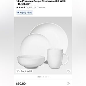 Threshold Porcelain Coupe Dinnerware Set - Classic White